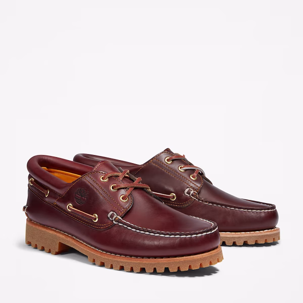 Timberland Authentic 3eye Lug Handsewn Boat Shoe For Men In Burgundy (1)