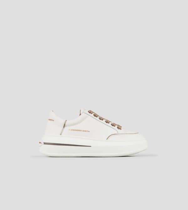 Lancaster Donna In Pelle Bottalata Bianca E Dettagli Sabbia