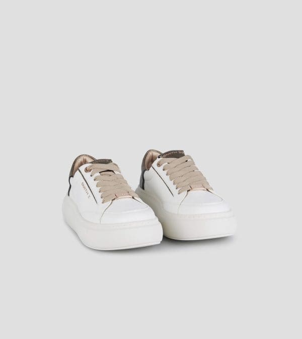 Pearl Donna In Bianco Con Tallone In Laminato Glitter Bronzo (1)