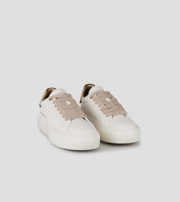 Soho Donna In Morbida Pelle Bianca E Tallone Crackle Laminato Oro (1)