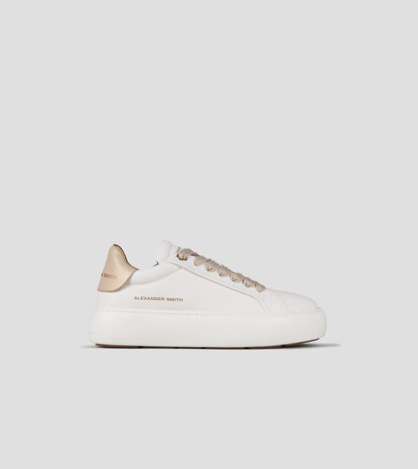 Soho Donna In Morbida Pelle Bianca E Tallone Crackle Laminato Oro