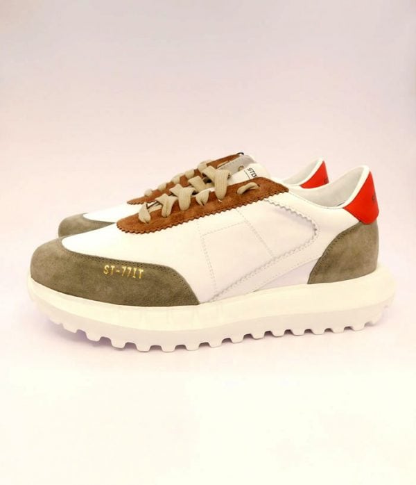 Stokton Uomo Sneaker Bianco Tortora Vintage 1