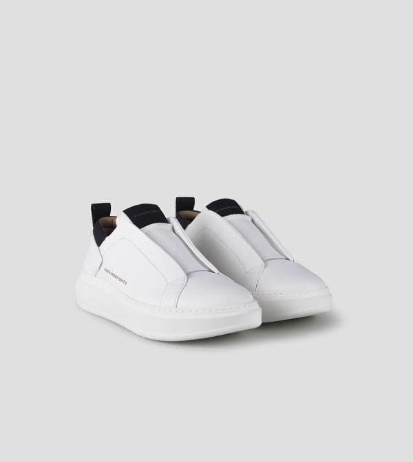 Wembley Slip On Uomo In Morbida Pelle Bianca Con Dettagli Neri (1)
