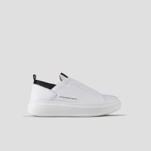 Wembley Slip On Uomo In Morbida Pelle Bianca Con Dettagli Neri